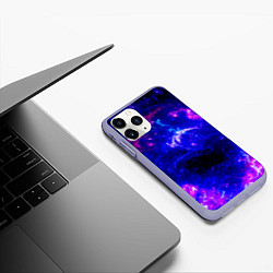 Чехол iPhone 11 Pro матовый Неоновый космос со звездами, цвет: 3D-светло-сиреневый — фото 2