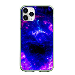 Чехол iPhone 11 Pro матовый Неоновый космос со звездами, цвет: 3D-салатовый