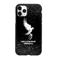 Чехол iPhone 11 Pro матовый Hollywood Undead с потертостями на темном фоне, цвет: 3D-черный