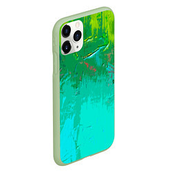 Чехол iPhone 11 Pro матовый Абстрактные краски - текстура, цвет: 3D-салатовый — фото 2