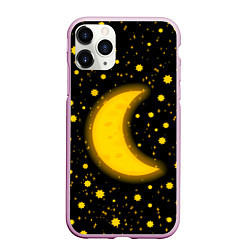 Чехол iPhone 11 Pro матовый Полумесяц и звезды, цвет: 3D-розовый