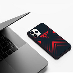 Чехол iPhone 11 Pro матовый Красный символ The Last Of Us на темном фоне со ст, цвет: 3D-черный — фото 2