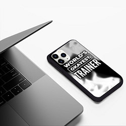 Чехол iPhone 11 Pro матовый Worlds okayest trainer - dark, цвет: 3D-черный — фото 2
