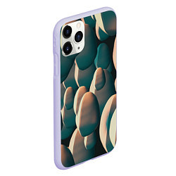 Чехол iPhone 11 Pro матовый Множество абстрактных летающих камней, цвет: 3D-светло-сиреневый — фото 2