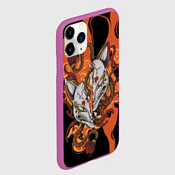 Чехол iPhone 11 Pro матовый Огненная маска кицунэ, цвет: 3D-фиолетовый — фото 2
