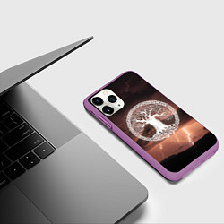 Чехол iPhone 11 Pro матовый Yggdrasil white rune, цвет: 3D-фиолетовый — фото 2