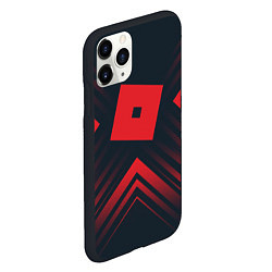 Чехол iPhone 11 Pro матовый Красный символ Roblox на темном фоне со стрелками, цвет: 3D-черный — фото 2