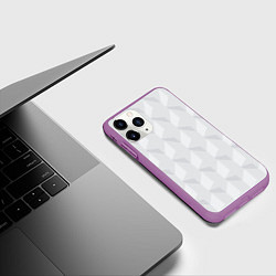 Чехол iPhone 11 Pro матовый Абстрактная серая геометрическая текстура, цвет: 3D-фиолетовый — фото 2