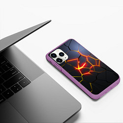 Чехол iPhone 11 Pro матовый Вулканическая активность, цвет: 3D-фиолетовый — фото 2