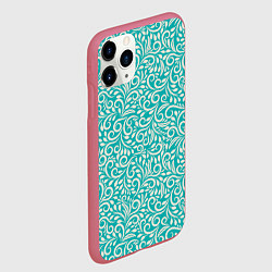 Чехол iPhone 11 Pro матовый Орнаментная роспись на голубом фоне, цвет: 3D-малиновый — фото 2
