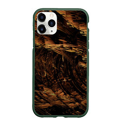 Чехол iPhone 11 Pro матовый Абстрактные лиственные краски, цвет: 3D-темно-зеленый