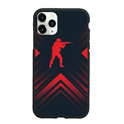 Чехол iPhone 11 Pro матовый Красный символ Counter Strike на темном фоне со ст