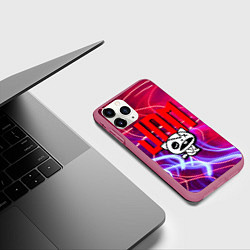 Чехол iPhone 11 Pro матовый JDM style - одноглазый котик, цвет: 3D-малиновый — фото 2
