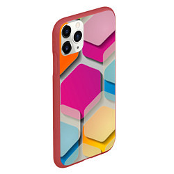 Чехол iPhone 11 Pro матовый Абстрактные разноцветные геометрические фигуры, цвет: 3D-красный — фото 2