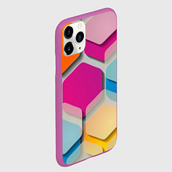 Чехол iPhone 11 Pro матовый Абстрактные разноцветные геометрические фигуры, цвет: 3D-фиолетовый — фото 2