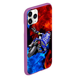 Чехол iPhone 11 Pro матовый Yamaha мотогонки - огонь инь-янь, цвет: 3D-фиолетовый — фото 2