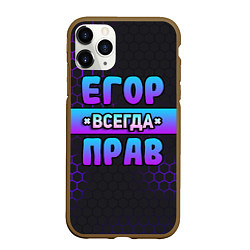 Чехол iPhone 11 Pro матовый Егор всегда прав - неоновые соты