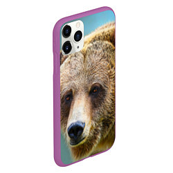 Чехол iPhone 11 Pro матовый Русский бурый медведь, цвет: 3D-фиолетовый — фото 2