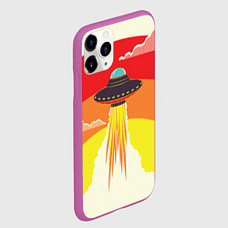 Чехол iPhone 11 Pro матовый Ретро футуризм летающий корабль НЛО, цвет: 3D-фиолетовый — фото 2