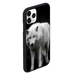 Чехол iPhone 11 Pro матовый Белый волк на темном фоне, цвет: 3D-черный — фото 2