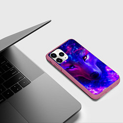 Чехол iPhone 11 Pro матовый Волшебный звездный волк, цвет: 3D-малиновый — фото 2