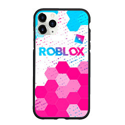 Чехол iPhone 11 Pro матовый Roblox neon gradient style: символ сверху, цвет: 3D-черный