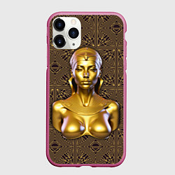 Чехол iPhone 11 Pro матовый Золотой бюст египетской принцессы, цвет: 3D-малиновый