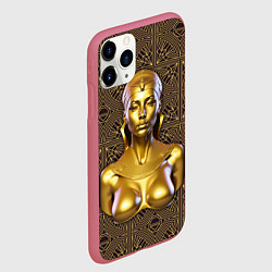 Чехол iPhone 11 Pro матовый Золотой бюст египетской принцессы, цвет: 3D-малиновый — фото 2