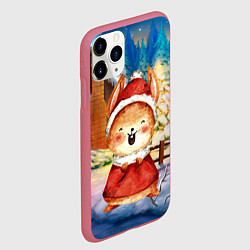 Чехол iPhone 11 Pro матовый Новогодний зайка 2023, цвет: 3D-малиновый — фото 2