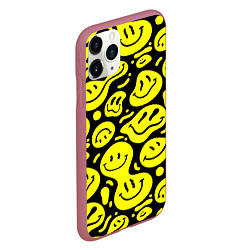 Чехол iPhone 11 Pro матовый Кислотный желтый смайлик, цвет: 3D-малиновый — фото 2