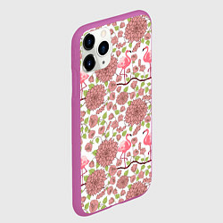 Чехол iPhone 11 Pro матовый Фламинго и лотосы, цвет: 3D-фиолетовый — фото 2