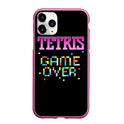 Чехол iPhone 11 Pro матовый Tetris - Game Over, цвет: 3D-малиновый