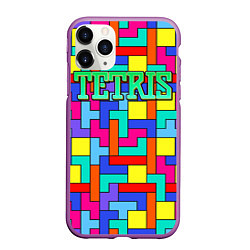Чехол iPhone 11 Pro матовый Тетрис - паттерн, цвет: 3D-фиолетовый