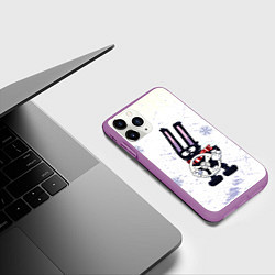 Чехол iPhone 11 Pro матовый Черный кролик c рулём, цвет: 3D-фиолетовый — фото 2