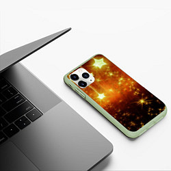 Чехол iPhone 11 Pro матовый Золотистае звёзды, цвет: 3D-салатовый — фото 2