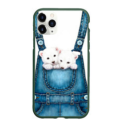 Чехол iPhone 11 Pro матовый Медвежата в кармашке