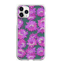 Чехол iPhone 11 Pro матовый Яркие хризантемы
