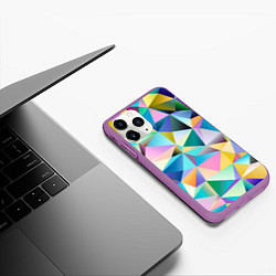 Чехол iPhone 11 Pro матовый Полигональная текстура, цвет: 3D-фиолетовый — фото 2