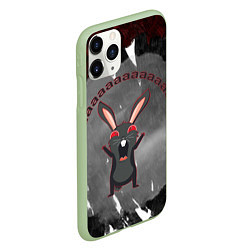 Чехол iPhone 11 Pro матовый Черный кролик орет как сумасшедший, цвет: 3D-салатовый — фото 2