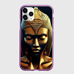 Чехол iPhone 11 Pro матовый Нейросеть - золотая статуя египетской царицы, цвет: 3D-фиолетовый