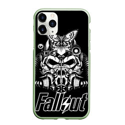 Чехол iPhone 11 Pro матовый Fallout helmet, цвет: 3D-салатовый