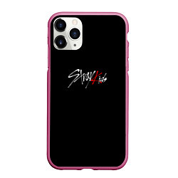 Чехол iPhone 11 Pro матовый Stray Kids white logo, цвет: 3D-малиновый