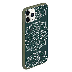 Чехол iPhone 11 Pro матовый Узор точки-сердечки, цвет: 3D-темно-зеленый — фото 2