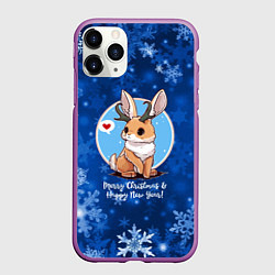Чехол iPhone 11 Pro матовый Кролик - символ нового года, цвет: 3D-фиолетовый