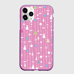 Чехол iPhone 11 Pro матовый Розовый новый год