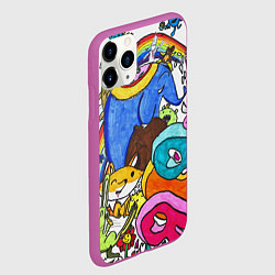 Чехол iPhone 11 Pro матовый Мультяшные зверьки, цвет: 3D-фиолетовый — фото 2