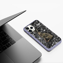 Чехол iPhone 11 Pro матовый Металлический заяц - стимпанк, цвет: 3D-светло-сиреневый — фото 2