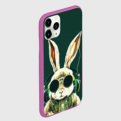 Чехол iPhone 11 Pro матовый Заяц меломан, цвет: 3D-фиолетовый — фото 2