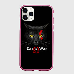 Чехол iPhone 11 Pro матовый Cat of war collab, цвет: 3D-малиновый