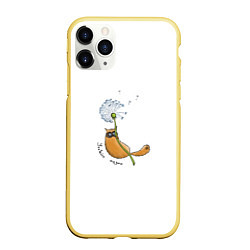 Чехол iPhone 11 Pro матовый Кот пилот, цвет: 3D-желтый